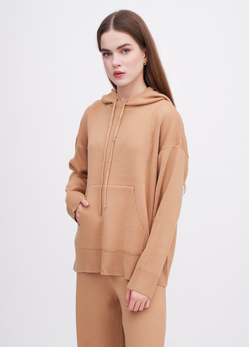 Фото ракурс 1 - Жіноче коричневe худі EQUILIBRI артикул W391 041 100 Mocco FW2025