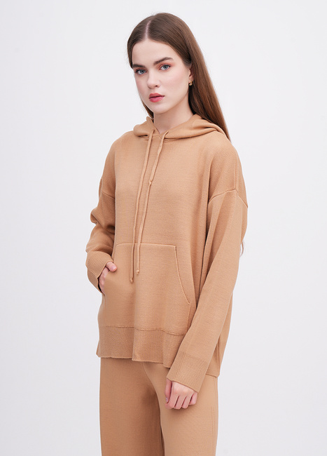 Фото ракурс 1 - Жіноче коричневe худі EQUILIBRI артикул W391 041 100 Mocco FW2025