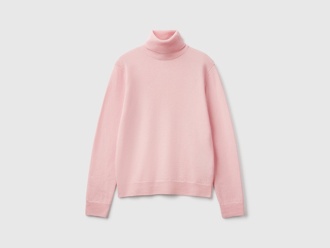 Фото ракурс 7 - Женская розовая водолазка Benetton артикул 1002D2348 04U 25A