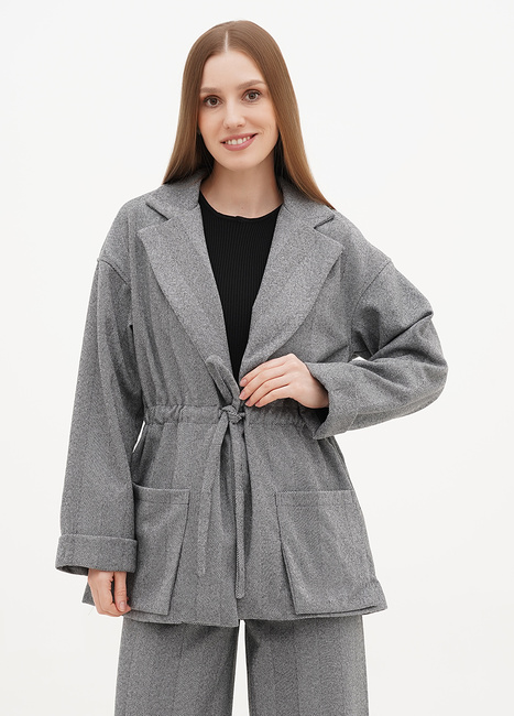 Фото ракурс 1 - Женский серый пиджак EQUILIBRI  артикул EL K Blazer Grey FW2024