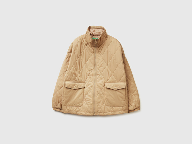 Фото ракурс 5 - Жіноча коричнева куртка Benetton артикул 2YRYDN080 193 25A