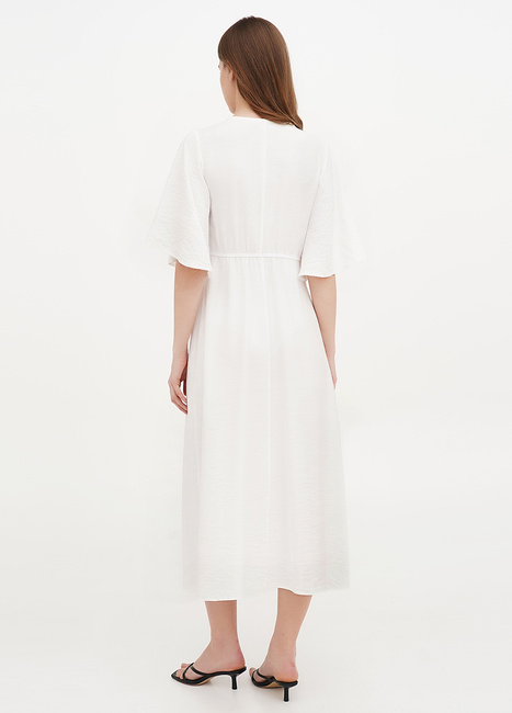 Фото ракурс 2 - Женское белое платье EQUILIBRI артикул W452 085 000 White SS2025