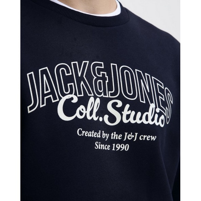 Фото ракурс 5 - Мужской синий свитшот Jack & Jones артикул 12278601 Sky Captain FW2025