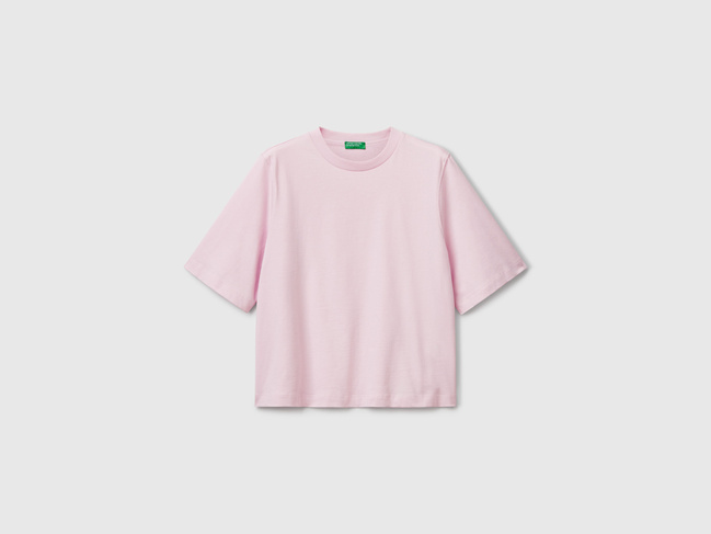 Жіноча рожева футболка Benetton артикул 3BL0E17G5 10P 25A Фото ракурс 4 - Жіноча рожева футболка Benetton артикул 3BL0E17G5 10P 25A