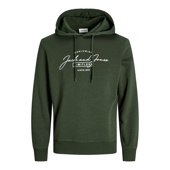 Фото ракурс 4 - Мужское зелёное худи Jack & Jones артикул 12256838 Kombu Green FW2024