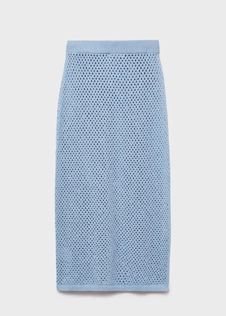 Жіноча блакитна спiдниця Mango артикул 87078649 52 8 season Фото ракурс 5 - Жіноча блакитна спiдниця Mango артикул 87078649 52 8 season