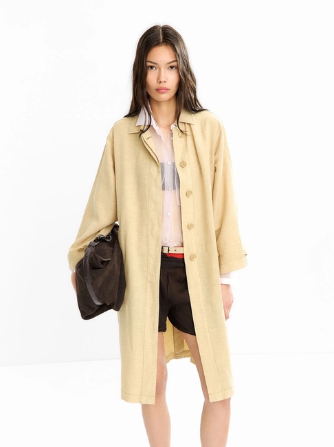 Жіночий бежевий плащ Parfois артикул 231471 _BG SS2025 Фото ракурс 1 - Жіночий бежевий плащ Parfois артикул 231471 _BG SS2025