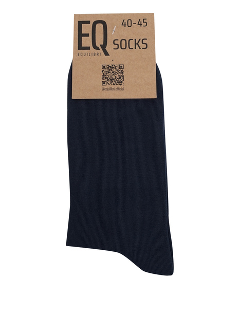 Мужские синие носки EQUILIBRI артикул M711 004 000 NAVY BLUE No season Фото ракурс 1 - Мужские синие носки EQUILIBRI артикул M711 004 000 NAVY BLUE No season