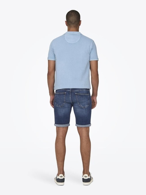 Фото ракурс 2 - Чоловічі сині шорти ONLY & SONS артикул 22027646 DARK BLUE DENIM FW2025