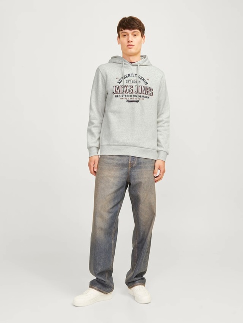 Фото ракурс 3 - Мужское серое худи Jack & Jones артикул 12255617 WHITE MELANGE FW2024