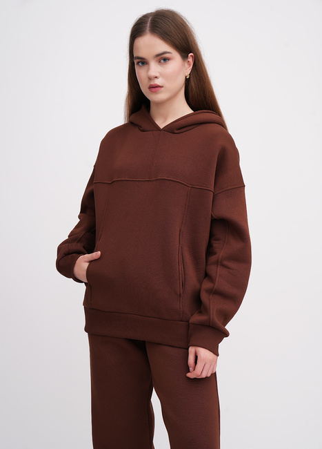Жіноче коричневe худі EQUILIBRI артикул W291 049 100 CINNAMON FW2025 Фото ракурс 1 - Жіноче коричневe худі EQUILIBRI артикул W291 049 100 CINNAMON FW2025