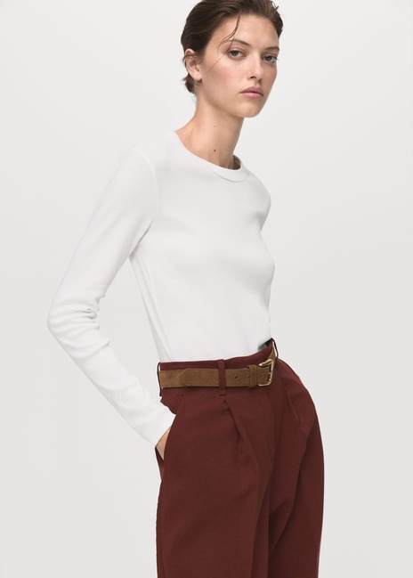 Жіночий білий лонгслів Mango артикул 17055814 01 1 season Фото ракурс 1 - Жіночий білий лонгслів Mango артикул 17055814 01 1 season