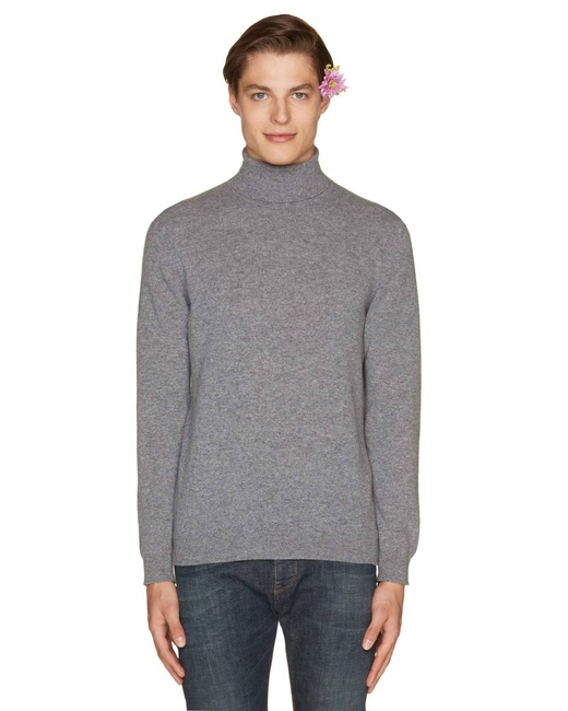 Фото ракурс 7 - Мужская серая водолазка Benetton артикул 1002U2180 507 25A