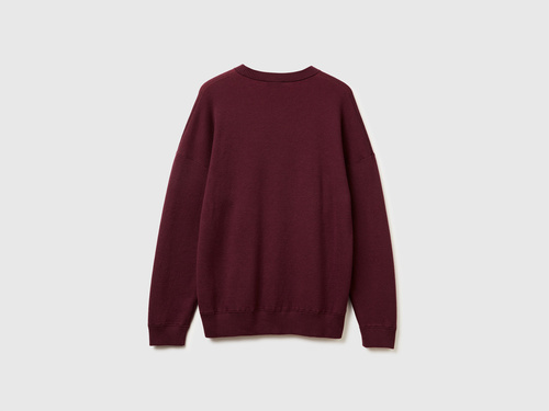 Фото ракурс 2 - Мужской бордовый свитер Benetton артикул 1Y6SK10A7 34D 25A