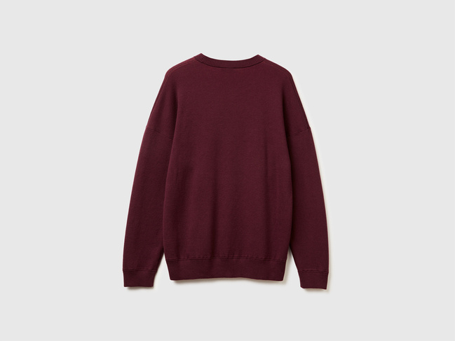 Чоловічий бордовий светр Benetton артикул 1Y6SK10A7 34D 25A Фото ракурс 2 - Чоловічий бордовий светр Benetton артикул 1Y6SK10A7 34D 25A