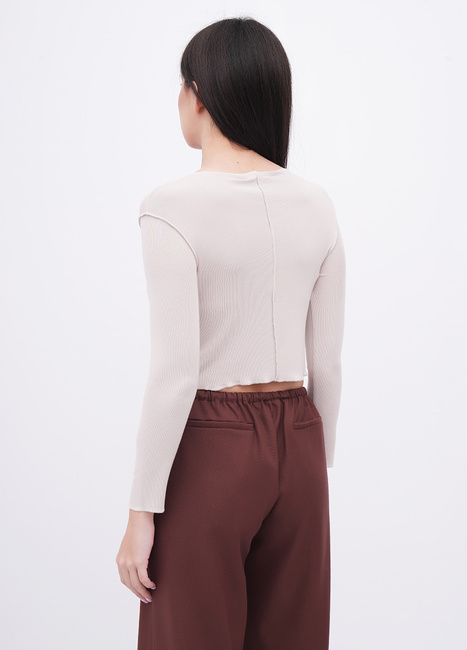 Фото ракурс 2 - Женский бежевый лонгслив EQUILIBRI артикул W215 025 000 Beige FW2025