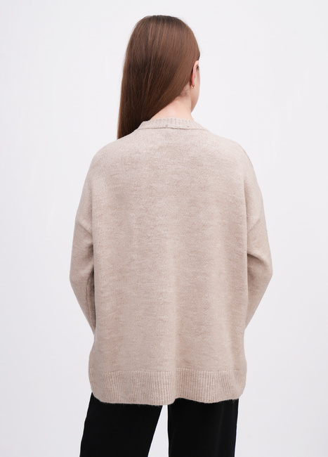 Фото ракурс 2 - Женский бежевый свитер EQUILIBRI артикул W342 070 000 Beige FW2025