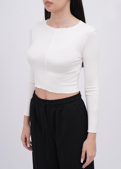 Женский белый лонгслив EQUILIBRI артикул W215 025 000 White FW2025 Фото ракурс 3 - Женский белый лонгслив EQUILIBRI артикул W215 025 000 White FW2025