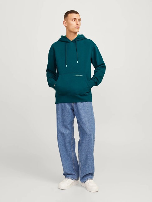 Фото ракурс 4 - Мужское зелёное худи Jack & Jones  артикул 12256534 Deep Teal FW2024