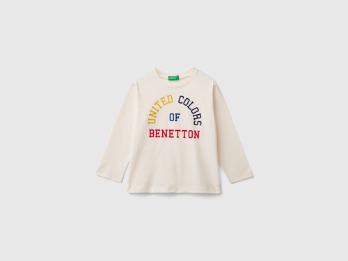 Фото ракурс 1 - Бежевый лонгслив Benetton для мальчиков артикул 3ATNG10G6.P 0R2 24I