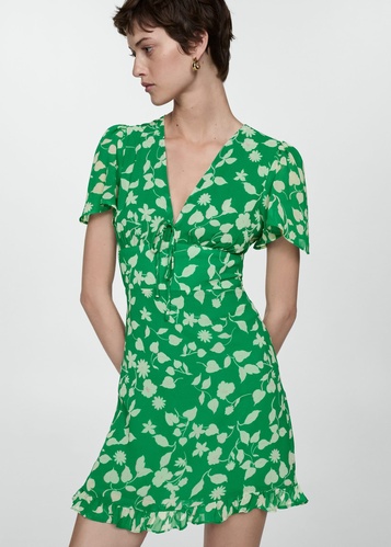 Фото ракурс 1 - Женское зелёное платье Mango артикул 77032926 43 7 season
