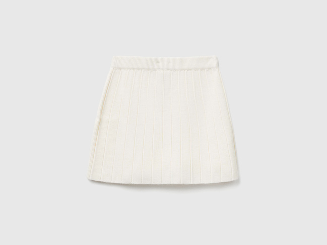 Бежевая юбка для девочек Benetton артикул 1270C000G.G 0R2 25A Фото ракурс 2 - Бежевая юбка для девочек Benetton артикул 1270C000G.G 0R2 25A