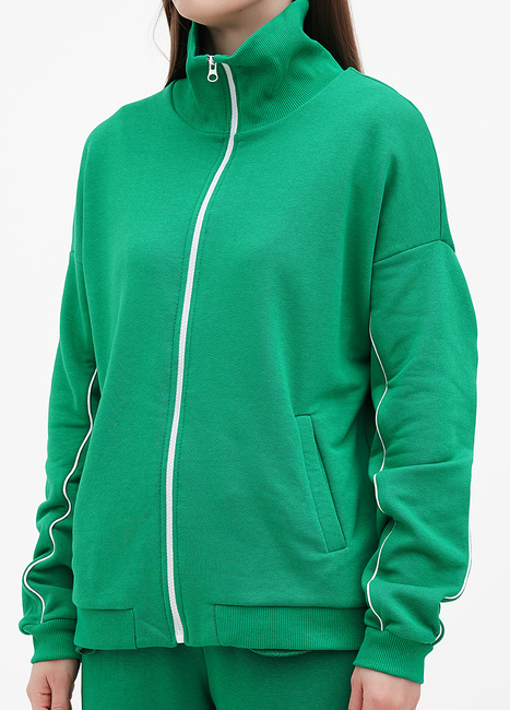 Фото ракурс 3 - Женский зелёный свитшот EQUILIBRI  артикул SVT 3 Sweat TS Green SS2024