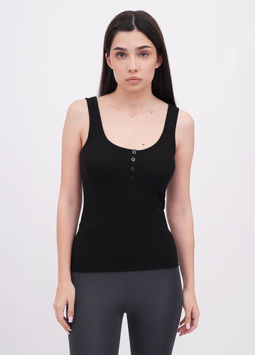 Фото ракурс 1 - Жіноча чорна майка EQUILIBRI артикул W211 021 000 Black FW2025