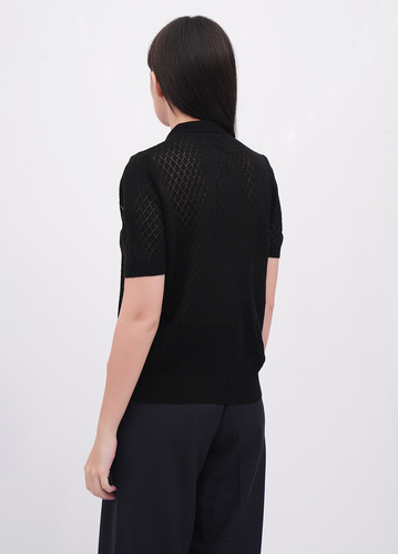 Фото ракурс 2 - Жіноча чорна футболка поло EQUILIBRI артикул W314 010 002 Black FW2025