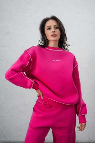 Фото ракурс 1 - Женский розовый свитшот EQUILIBRI артикул W291 020 100 Fucsia FW2024