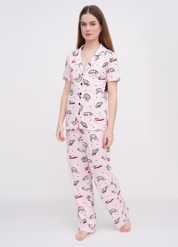 Фото ракурс 1 - Женская розовая пижама EQUILIBRI артикул W691 001 000 Rose No season
