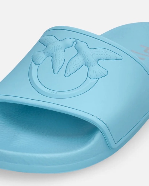 Фото ракурс 6 - Женские голубые слайдеры Pinko артикул SS0093-E027 EA7 SS2025