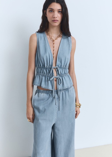 Фото ракурс 4 - Женские голубые брюки Mango артикул 87038648 TC 8 season