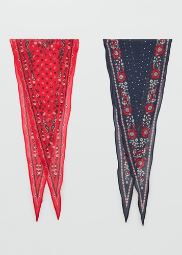 Фото ракурс 2 - Жіночий синьо-червоний шарф Mango артикул 17042543 70 1 season