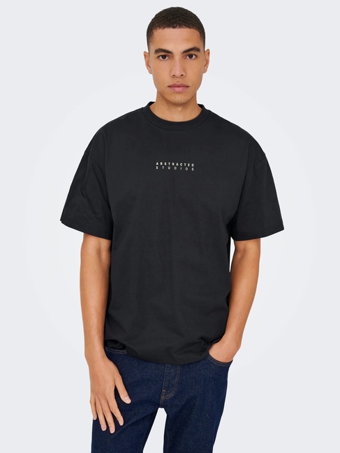 Чоловіча чорна футболка ONLY & SONS артикул 22035566 Jet black FW2025 Фото ракурс 6 - Чоловіча чорна футболка ONLY & SONS артикул 22035566 Jet black FW2025