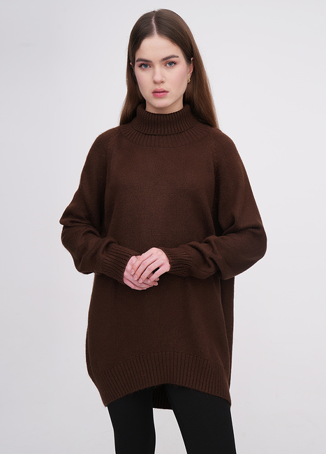 Фото ракурс 1 - Женский коричневый свитер EQUILIBRI артикул W342 084 000 Mocco FW2025