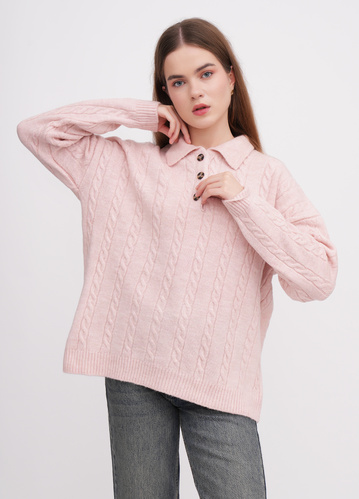 Фото ракурс 1 - Жіночий рожевий светр EQUILIBRI артикул W342 076 000 Powder FW2025