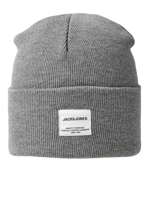 Фото ракурс 1 - Мужская серая шапка Jack & Jones  артикул 12150627 Grey melange FW2024