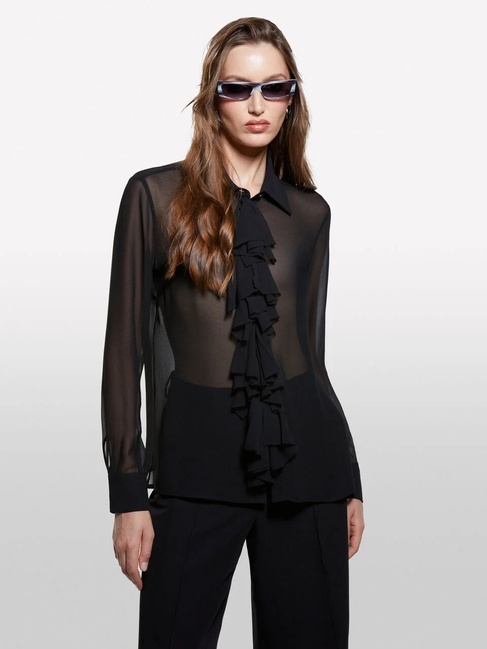 Жіноча чорна сорочка Sisley артикул 5NOXLQ09T 100 25A Фото ракурс 1 - Жіноча чорна сорочка Sisley артикул 5NOXLQ09T 100 25A