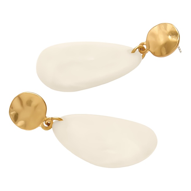 Фото ракурс 3 - Женские бело-золотые серьги Parfois артикул 235084 _WT FW2025