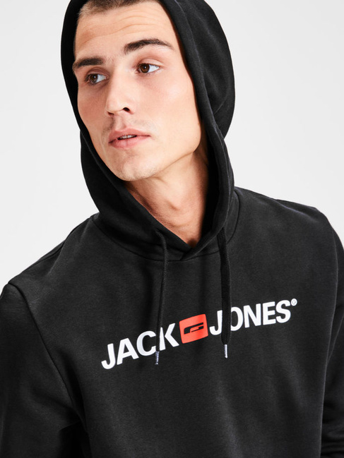 Фото ракурс 3 - Чоловіче чорнe худі Jack & Jones артикул 12137054 Black FW2024