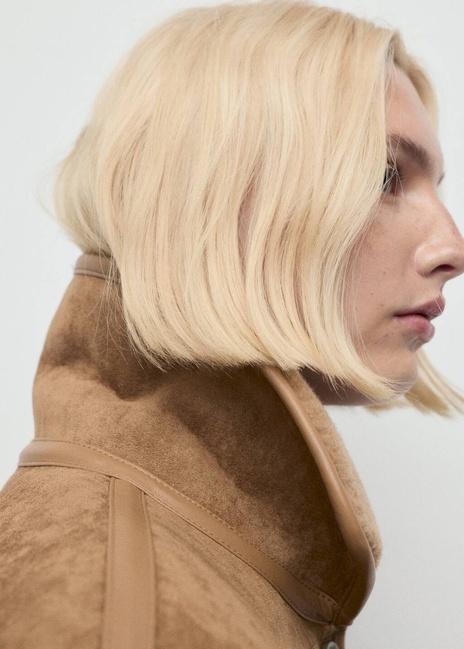 Женская бежевая шуба Mango артикул 17077900 09 1 season Фото ракурс 4 - Женская бежевая шуба Mango артикул 17077900 09 1 season