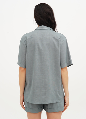 Фото ракурс 2 - Жіноча зелена сорочка EQUILIBRI артикул W491 050 100 mint SS2025