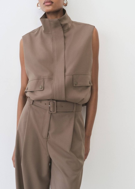 Жіночі коричневі брюки Mango артикул 87045757 35 8 season Фото ракурс 4 - Жіночі коричневі брюки Mango артикул 87045757 35 8 season