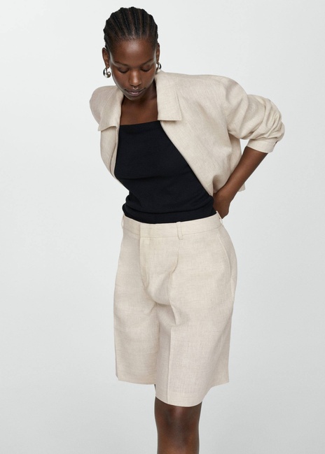 Фото ракурс 7 - Женские бежевые шорты Mango артикул 67047147 06 6 season