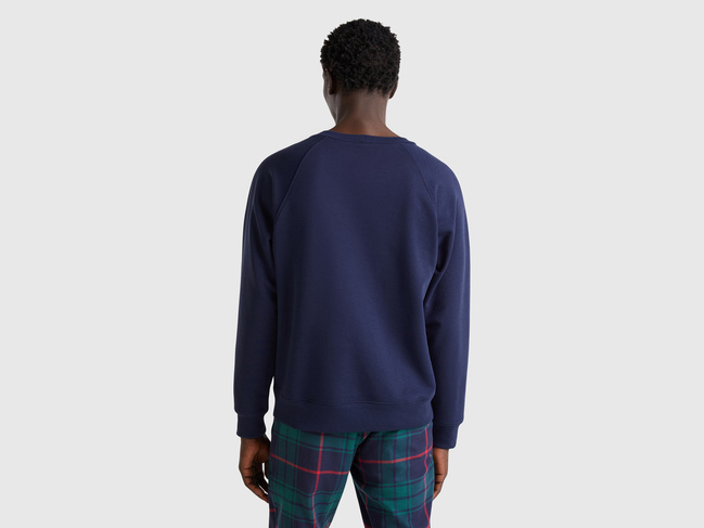 Фото ракурс 2 - Мужской синий свитшот Benetton артикул 31NB4M01U 252 24A