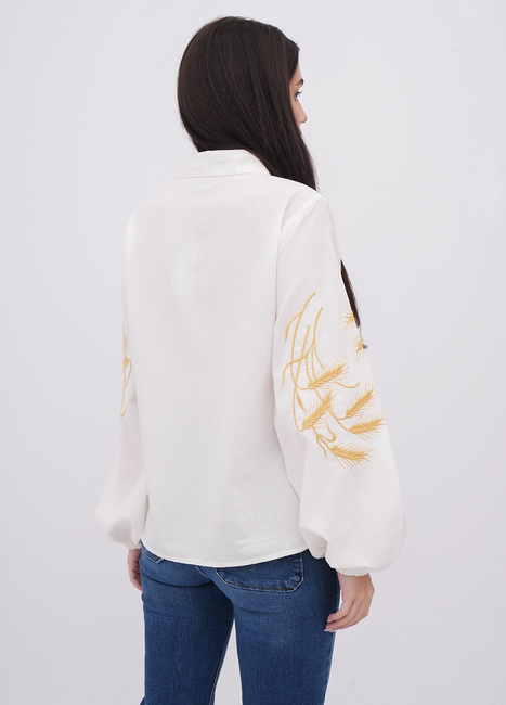 Фото ракурс 2 - Жіноча біла блузка EQUILIBRI артикул W421 021 001 White FW2025