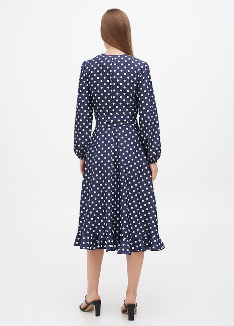 Фото ракурс 2 - Жіноча синя сукня EQUILIBRI артикул SVT Dress PPD NAVY BLUE SS2024