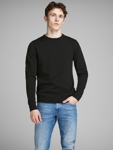 Фото ракурс 1 - Чоловічий чорний джемпер Jack & Jones артикул 12137190 Black FW2024