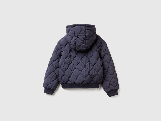 Синяя куртка для девочек Benetton артикул 2IGGCN06M.G 0J8 25A Фото ракурс 2 - Синяя куртка для девочек Benetton артикул 2IGGCN06M.G 0J8 25A